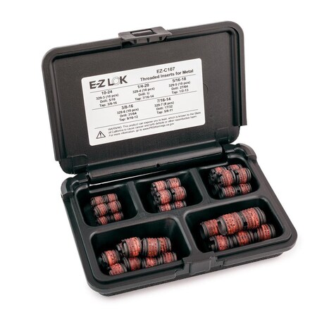 E-Z Lok Threaded Insert Assortment Kit for Metal - Carbon Steel - 10-24 to 7/16-14 EZ-C107